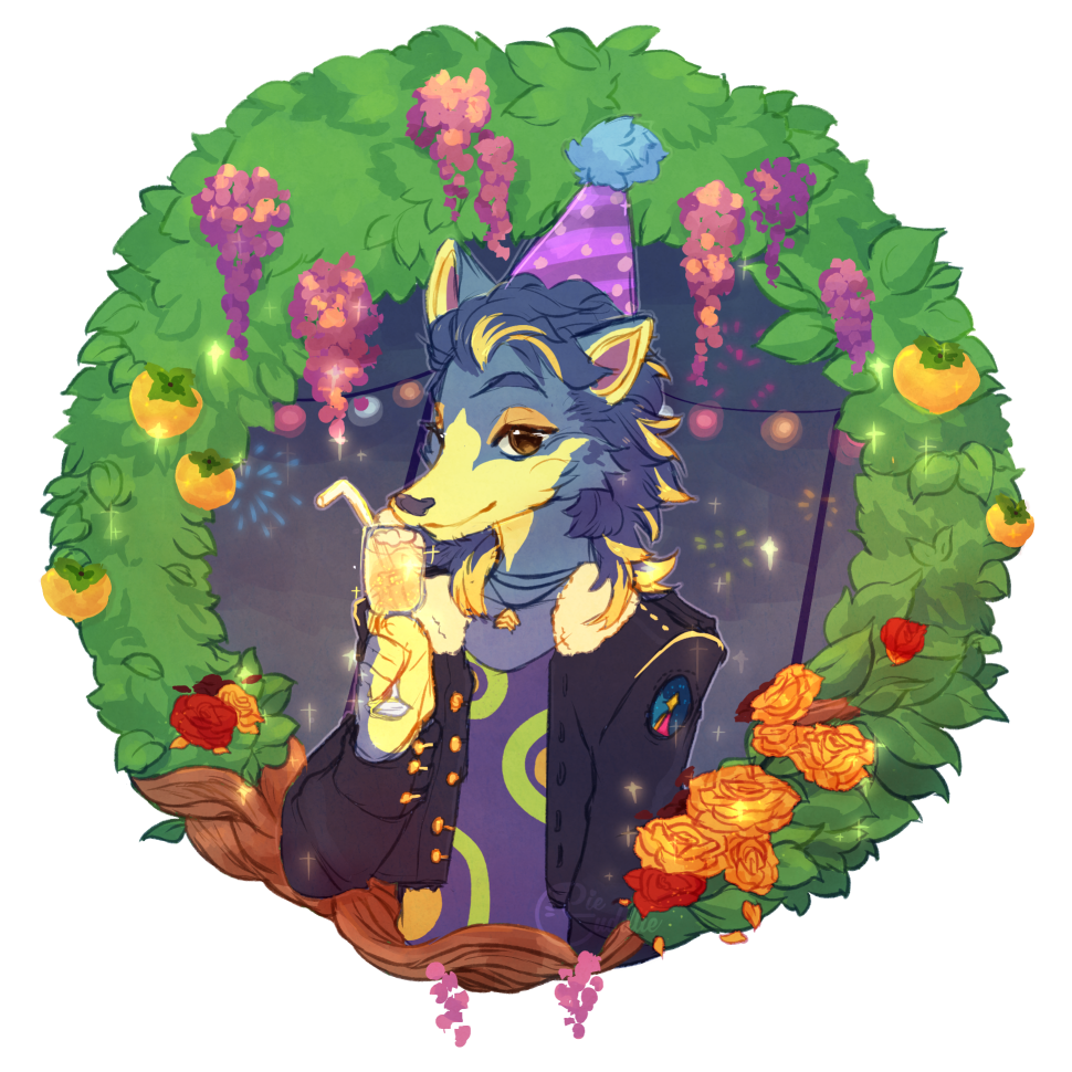 A new year toast to the fruits and blossoms I adore the most♪Our good pal Wolfgang moved in just in time to celebrate the New Year in New Yolk.
The wreath represents how his garden is decorated with red, gold, and black roses and how his home is...