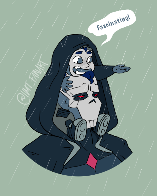 imtfanart:Encrypta experiencing rain for the first time. “The sprinkler system went on!&r