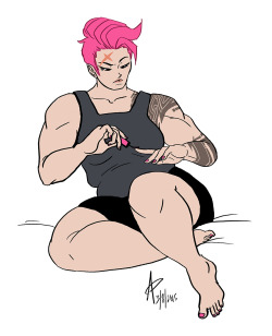 azabet:  Today’s practice - Zarya making her fingernails shine like justice   sexy &lt;3