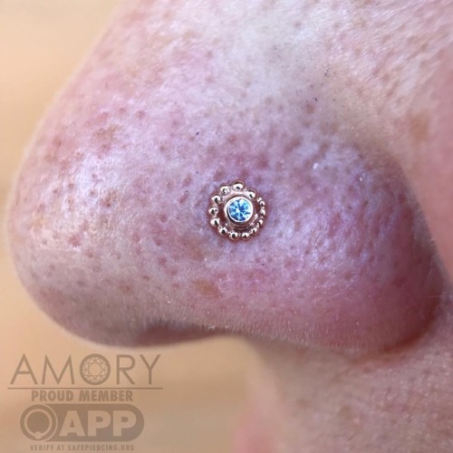 amorybodyarts: Healed nostril piercing by Adam with one of our delicate, little beaded swirls from @