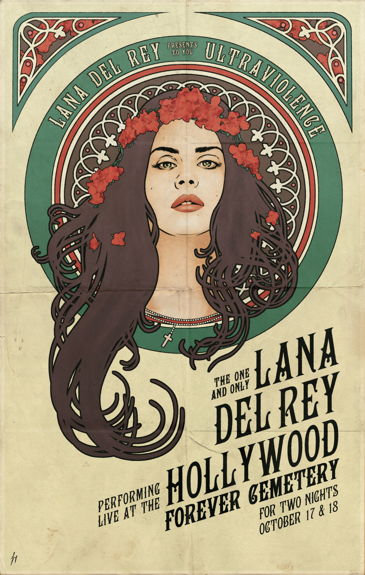 irkajavasdream:  jumpjirakaweekul:   Lana Del Rey x Alphonse Mucha by Jump Jirakaweekul
