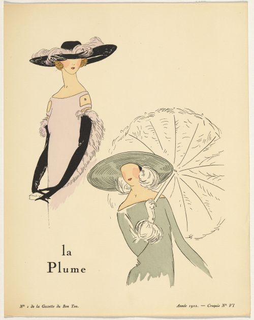 Lace and Feathers, illustrations by David for Gazette du Bon Ton, issue no.1, Paris, 1922