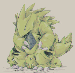 melodijounpajarito:A proud Tyranitar mum with her lil larvitars 