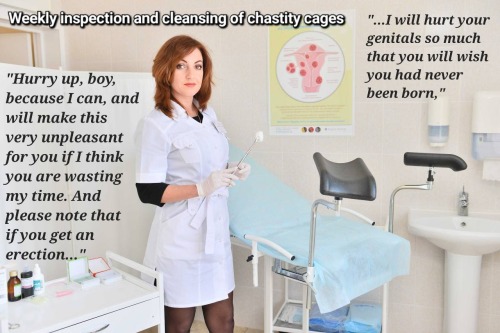 Every Male In The Institute Soon Learns To Dread His Weekly Appointment With The Chastity Nurse. He Is