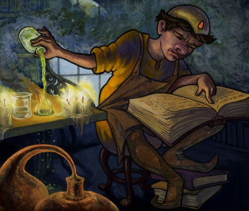 Alchemist.Gouache, acrylic, and ink on hot press watercolor paper.The Kickstarter for Warlords and S