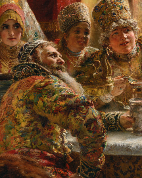 mysteriousartcentury:Konstantin Makovsky (1839-1915), A Boyar Wedding Feast, 1883, oil on canvas, 24