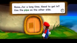 suppermariobroth:  At the beginning of Good Egg Galaxy in Super Mario Galaxy, Mario can approach a house, where standing in front of the door makes a “Read” icon appear. Pressing A, Mario will then read a message the owner left on the door. However,