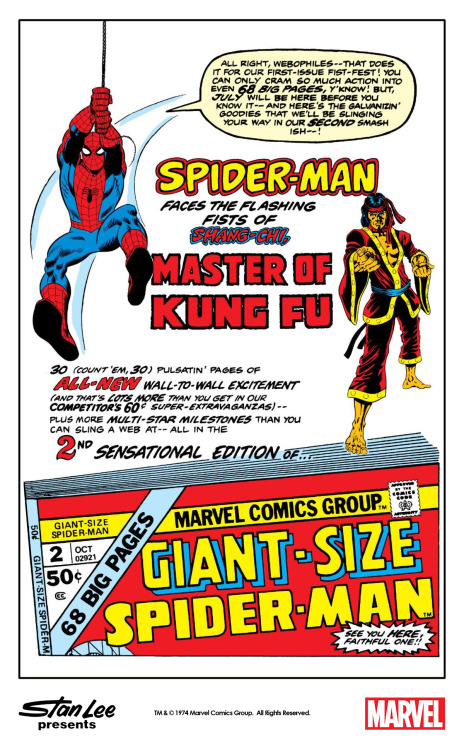 Marvel house ad for Giant-Size Spider-Man #2 featuring Spider-Man and Shang-Chi Master of Kung Fu (1