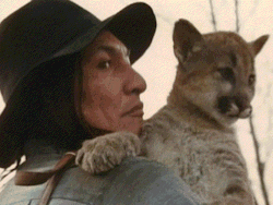 wingedmind:  I’m pretty sure I just created the best gif of all time…Will Sampson gets a kiss from a mountain lion cub, in Fish Hawk (1979) 