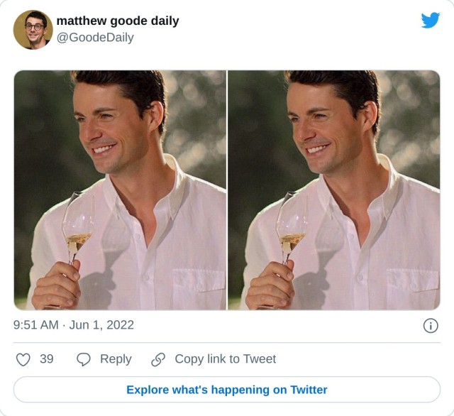 pic.twitter.com/5ugE9orDCr — matthew goode daily (@GoodeDaily) June 1, 2022