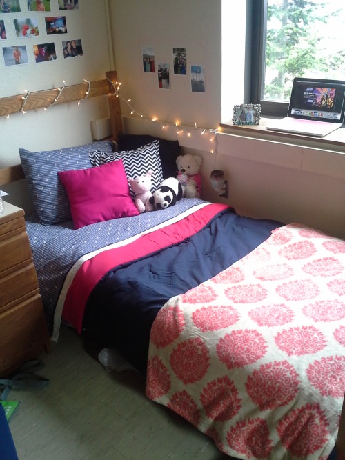 I’m definitely not finished decorating but this is my dorm room! Well, my bed!