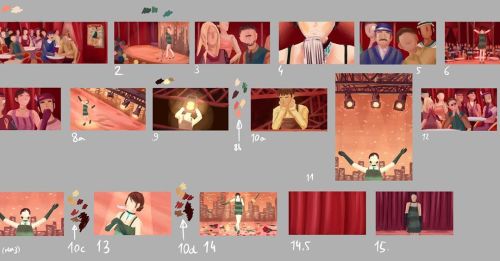 First third of the colour storyboard for my first semester animation project (I haven’t been p