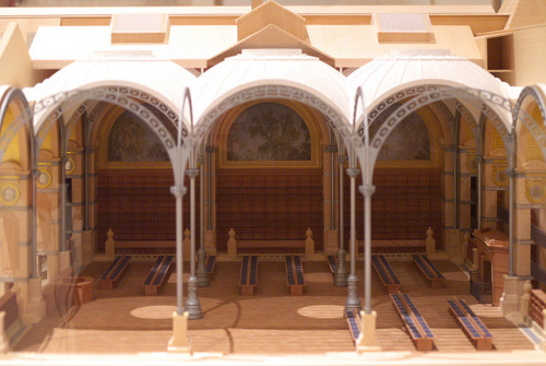 A model of BIbliotheque Nationale de France (Reading Room) seen at the exhibit about architect Henri Labrouste at the Museum of Modern Art.
Source: ”EXHIBITIONS.” MoMA. N.p., n.d. Web. 31 Jan. 2015.