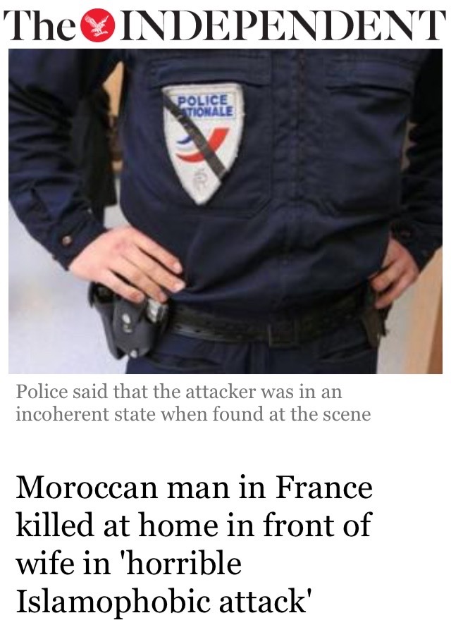 loopylass55:  angryhijabi:  haramzayn:  Moroccan man in France killed at home in