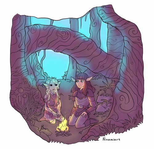 More Dark Crystal fanart. Deet and Rian in the forest!