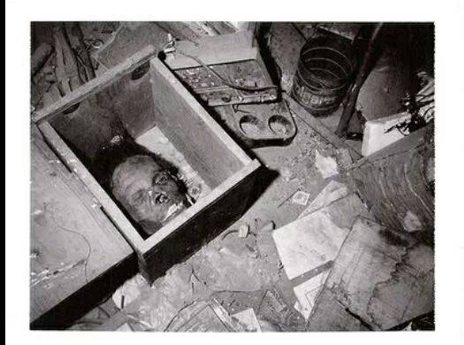 mortui-vivos-docent-misery:  Mary Hogan’s head as discovered in Ed Gein’s kitchen