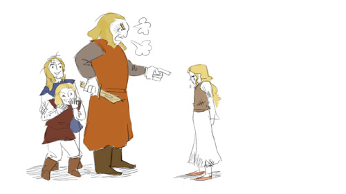 themarysue:lauren-draws-things:Meduseld bratshed kannonMeduseld brats, translation: Eowyn chasing he