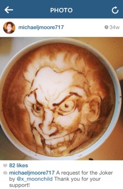 nongmo18:  The Joker, from Dark Knight Returns part 2. Send requests if you have something you like, and want to see it in a latte or cappuccino.