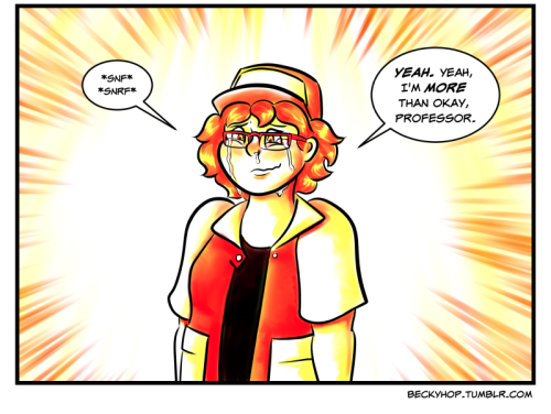 beckyhop:  In which a Virtual Console copy of Pokémon Yellow reduces a grown woman to tears and makes her feel 9 years old again. ( My comic | My Patreon ) 