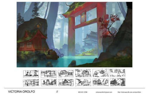 Japanese orc and village (with process). I did this as a test for Intrepid Studios! Didn’t get the j