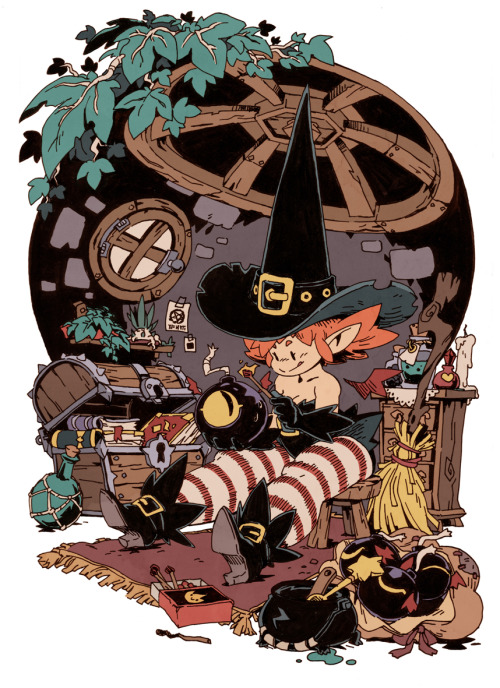 anais-maamar:  Some finished personal work for once ! Not-yet-named bomb witch again : p ( Kids if you’re not a qualified witch, please do not try to fire your bat-bombs at home.) Color + lineart because I’m happy with the black & white version