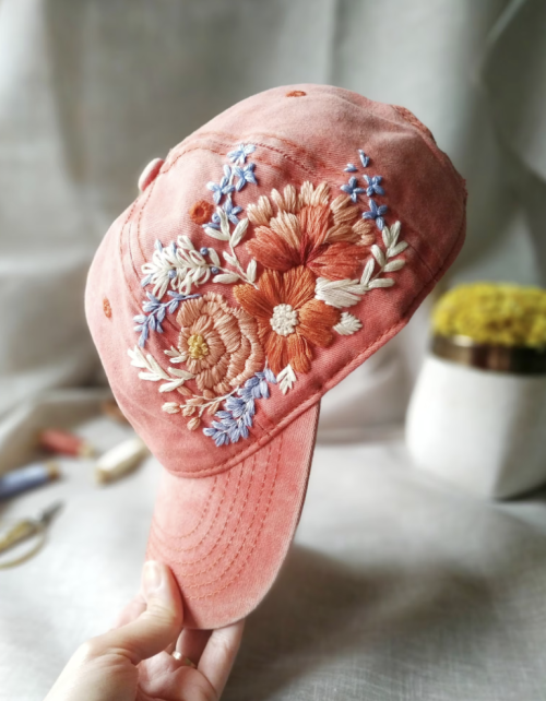 Hand Embroidered Hat by mycraftmystuff