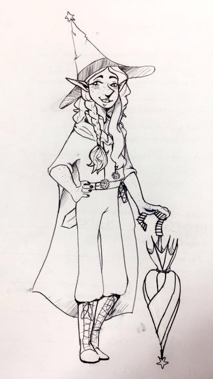 vampiresi:[Image Description: A drawing of an elvish wizard. He is smiling with one hand on his hip 