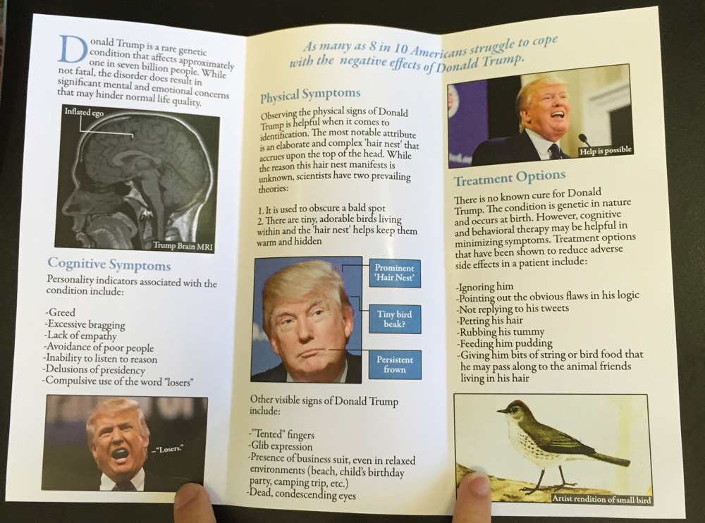 obviousplant:  I added this fake health brochure about Donald Trump to a doctor’s