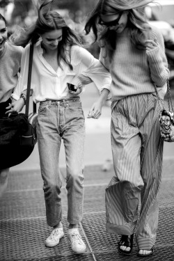 vogue-at-heart:  Tilda Lindstam &amp; Caroline Brasch Nielsen - Street Fashion at Paris Couture Week Fall 2014