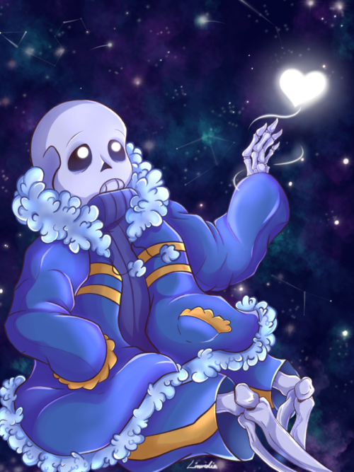 Outertale Sans ~ diving through space His Outfit it is sooo fluffy (*＾▽＾)／ drawing fluff is relaxing