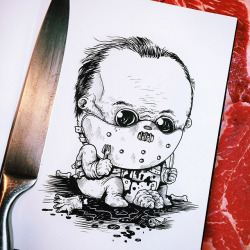 jedavu:  Famous Horror Icons Reimagined as Babies In his “Baby Terrors” series of funny illustrations, Chicago-based artist Alex Solis takes some of pop culture’s most famous horror characters and reimagines them as babies.