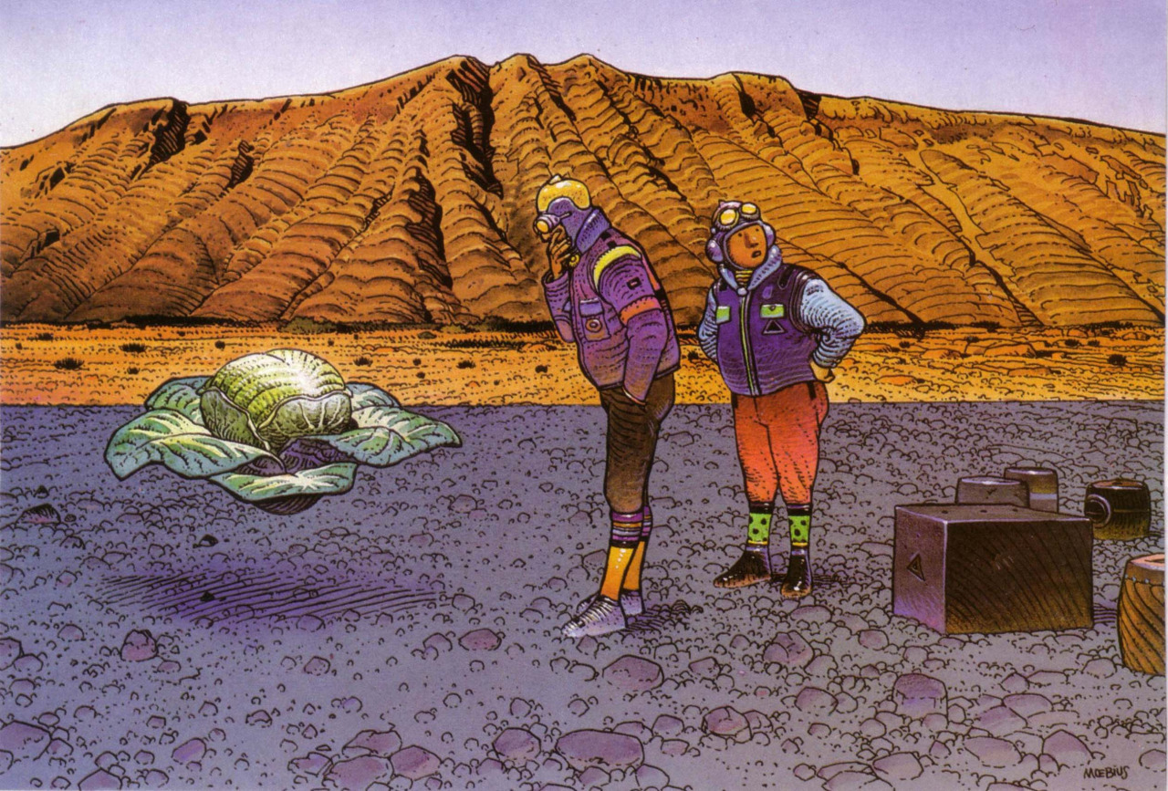 COMPARISON - my work and Jean Giraud (MOEBIUS)my work on the left, Moebius on the