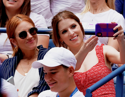 brittany-snow: Brittany Snow and Anna Kendrick at the 2019 US Open in New York September 1st, 2019