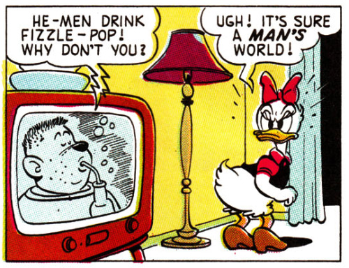 bogleech:  gameraboy:  “A Sticky Situation” (1960) by Carl Barks  I like how advertising is literally still exactly as sexist as they’re joking about in this comic from 54 years ago. 