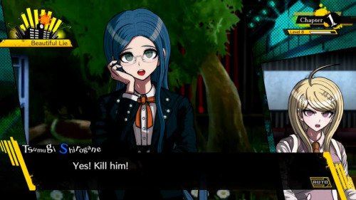 fakedrv3screenshots:Kaede: Would you rather kill Rantaro or—Tsumugi: Yes! Kill him!Kaede: I didn’t s