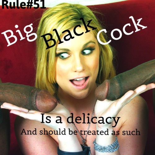 sissyrulez:Rule#51: Big Black Cock is a delicacy and should be treated as such