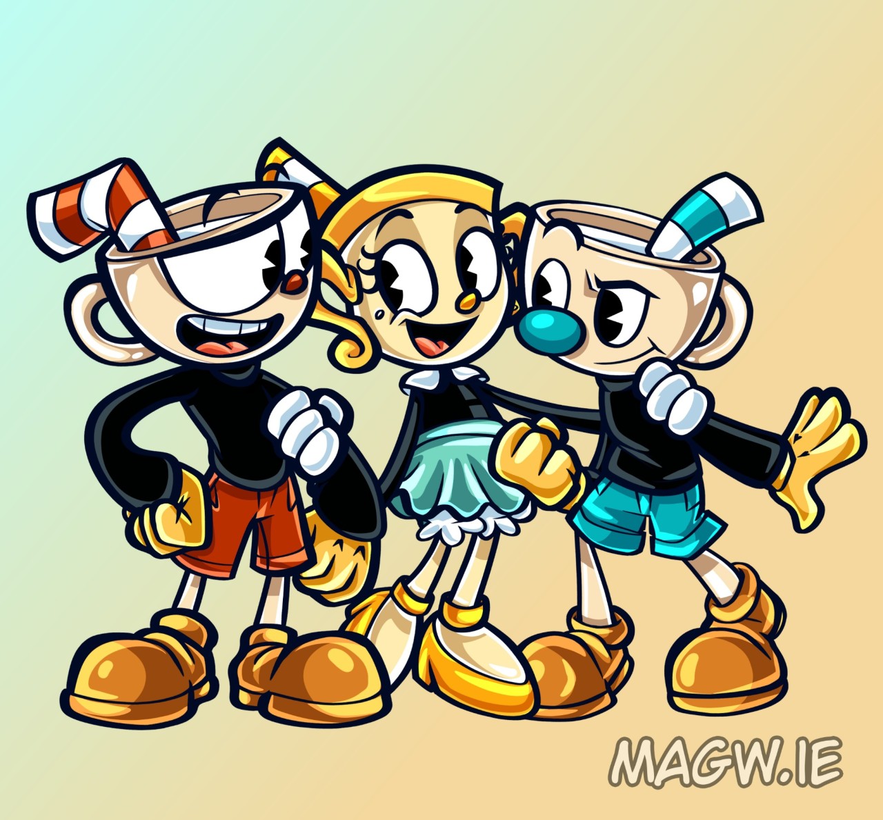 Cuphead And Mugman And Ms. Chalice Animation reference, Game character, Cuphead game