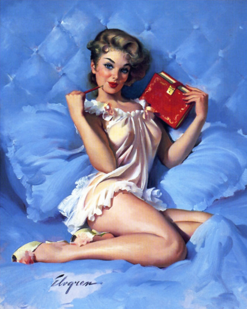 Thinking of You; illustration by Gil Elvgren, 1962.