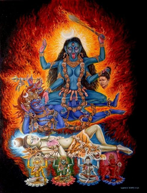 Dakshina Kali, a painting by Shankar Shrestha, Nepal