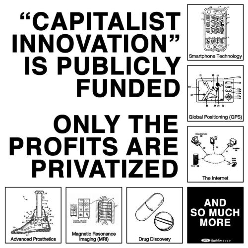 fuckyeahanarchistposters:“Capitalist innovation” is publicly funded. Only the profits ar