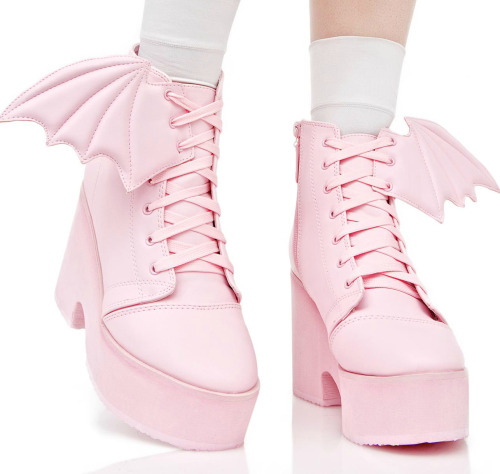 coquettefashion:Bubblegum Pink Bat Wing BootsEntire Site Markdown!
