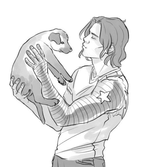 hello-shellhead: Quick sketch based of a reference photo (bc gosh, I can’t draw dogs) of Bucky with 