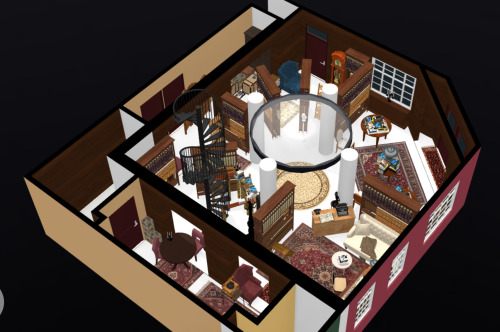 mochacoffee:I created a 3D model and floor plan of Aziraphale’s bookshop in Good Omens! I really w