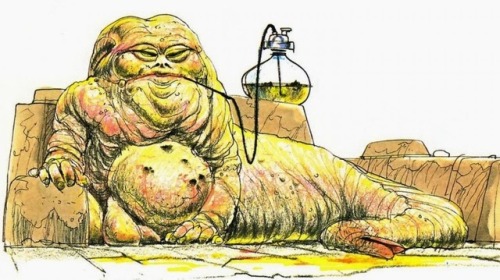 From the drawing board to the screen: my favorite Star Wars character, Jabba the Hutt.