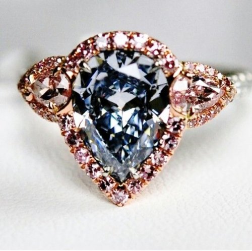 Fancy Blue and Pink Diamond Ring/Engagement Ring In Rose Gold