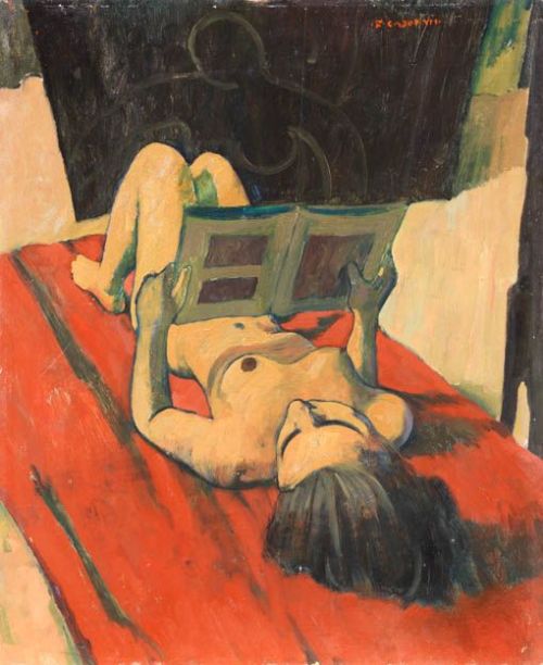 Felice Casorati, Nudo (Nudo disteso che legge), 1943