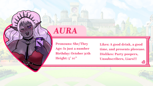  meet your new favourite drow, Aura!! she is HBIC at ONLYFANGS and majoring in Blood Rituals and Bon