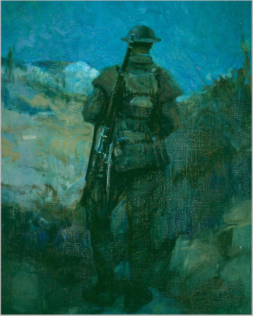 historia-vitae-magistras: Canadian Sentry, Moonlight, Neuville-Vitasse Painted by Lieutenant Alfred