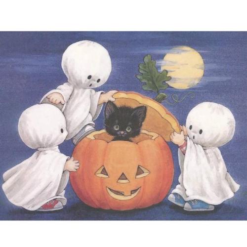 5D Diamond Painting  Halloween-Kürbis-Katze Geist