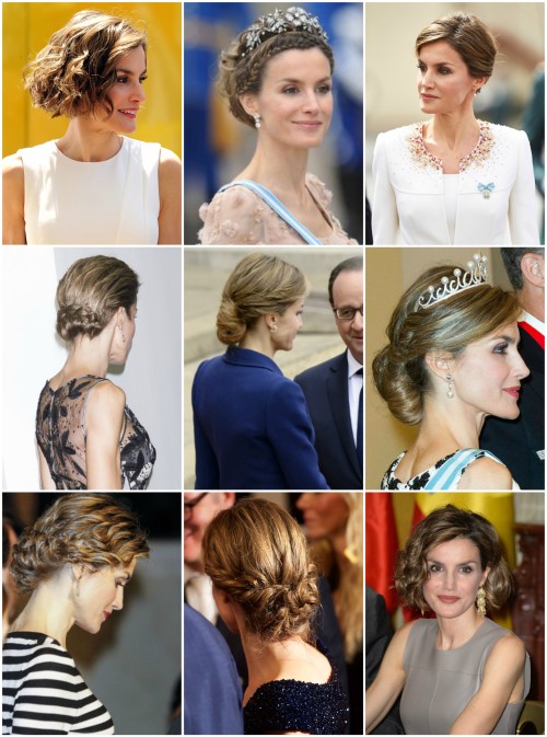 theirroyalhighnessespost: ♕ Queen Letizia of Spain hair appreciation - Updos &amp; Short Hair Ed